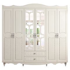 MARIE Gold White Wardrobe, Chest Of Drawers, Bedside Table Bedroom Set