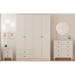 ECU White Wardrobe, Chest Of Drawers Bedroom Set