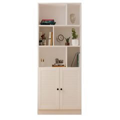 CLEMENT White Storage Desk With Attached Bookcase